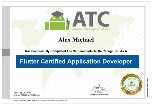 Flutter Certified Application Developer exam